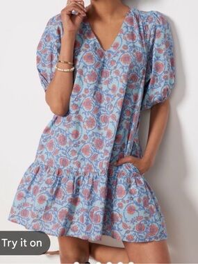 Sundry tired mini dress, V-Neck Puff Sleeve